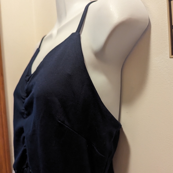 IHot women's XL blue halter top dress with floral flare knee length dress NWT - Picture 3 of 13